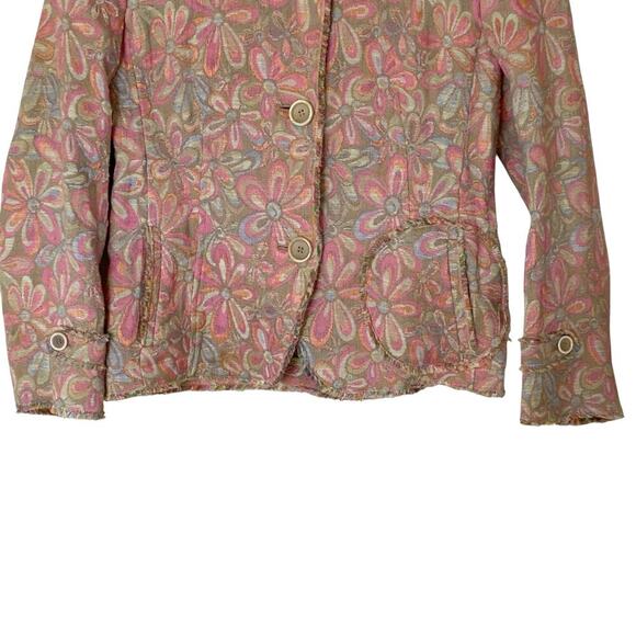 AKRIS PUNTO Floral Print Jacquard Blazer Jacket  Pink Pastel, Size 6 - Picture 6 of 13